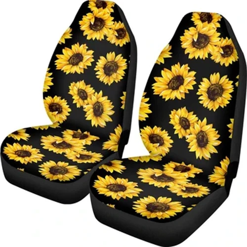2PCS Sunflower Print Auto Front Seat Covers Auto Seat Protector Këssen Cover Suedel Komfort Deckele Passt déi meescht Auto Camion SUV Van