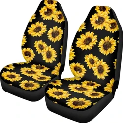 2PCS Print suncokreta Navlake za prednja sjedala automobila Zaštita za sjedala Jastuk Navlaka za sjedište Udobne navlake odgovaraju većini automobila Kamion SUV Van
