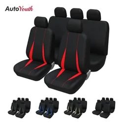 Juego completo de fundas para asientos y reposacabezas de coche, dobladillos elásticos de ajuste Universal, lavables a máquina para Peugeot 208, Hyundai i10, fiesra