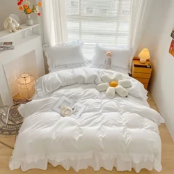 Ren Giường Váy Sang Trọng Công Chúa Bé Gái Drap Giường Nữ Hoàng Vương Kích Thước Mùa Xuân Trang Bị Tấm Giường Bọc Nệm Retro Chăn Ga Gối Kèm Váy