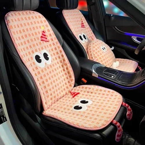 Clustog Sedd Car Cartŵn Pinc Newydd Pinc Set Llawn Gwrthlithro Clustog Sedd Auto Cover Addurno Pad Addurno Tu Affeithwyr Universal