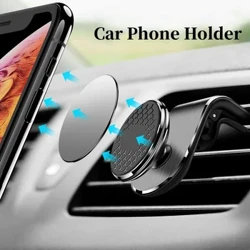 Deiliad Ffôn Car Magnetig Clip Fent Awyr Mount Rotation Cellphone GPS Cefnogaeth Ar gyfer Stondin Ffôn Samsung Xiaomi Red Mi Huawei