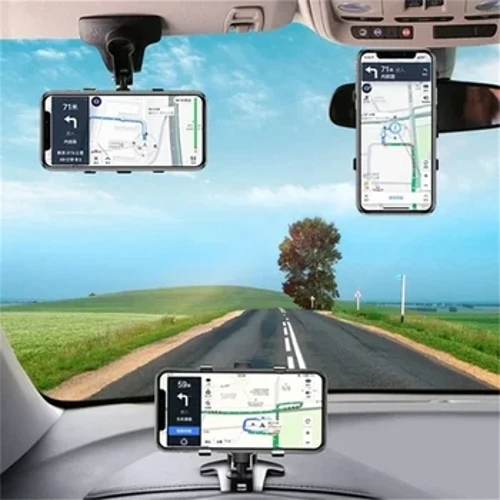 1 Pc GPS Navigatioun Klammer Hannergebai Spigel Auto Sonnevisor Clip Klammer Auto Accessoiren 360 ° rotéierbar Dashboard Telefon Klammer