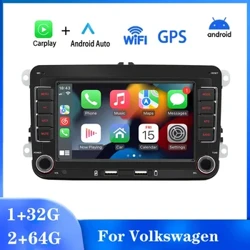 2Din bilradio Android for Volkswagen Golf 5 6 Polo Passat B6 B7 CC Skoda Jetta Universal Multimedia Carplay Wifi GPS-navigasjon