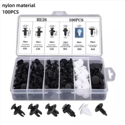 100 st Auto Fästelement Clip Kit Fender Nit Clips Bilkaross Push Retainer Pin Nit Stötfångare Dörr Trim Panel Hållare Bil Clips