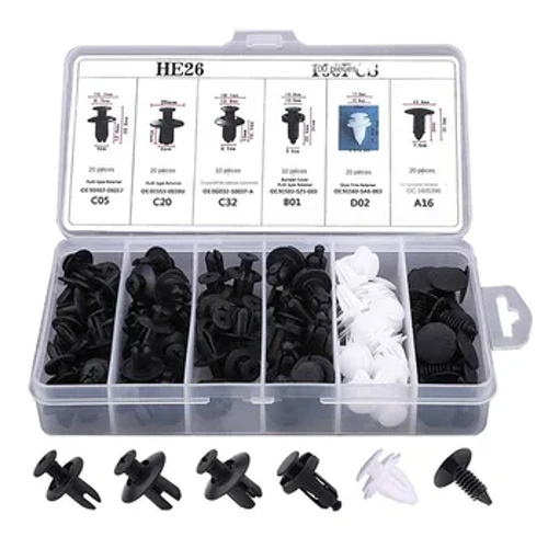 50-100PCS OPP sáček Smíšené balení 6 druhů Univerzální přezka do auta Plastová pevná přezka Rozšiřovací šroub