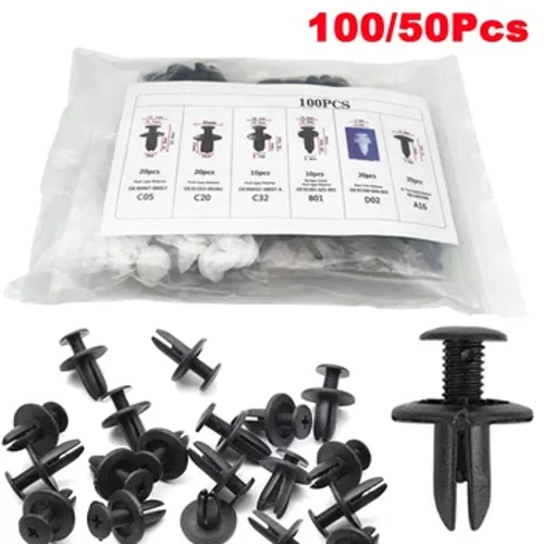 50/100 pz Auto Pinze di Fissaggio Rivetti Pinze Viti Paraurti Interni accessori Auto Decorazione Auto di Plastica 6 Dimensioni Universale