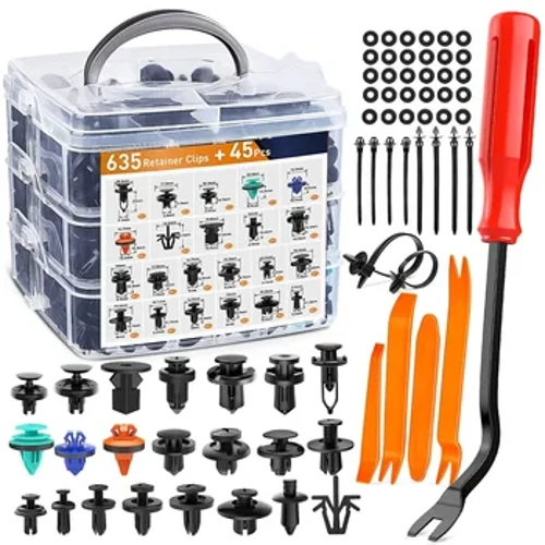 Assortiment de Clips de retenue de poussée de voiture, attaches automobiles, Rivets de garde-boue de pare-chocs en Nylon avec attaches de câble pour Toyota GM Ford Honda Chevy, 635