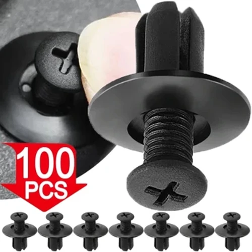 5/100X 8mm-ko zuloa Ateko errematxa Plastikozko klipak Auto beltzak Forratutako estalkia Errematxa Auto-lokagailuak atxikipena Push Pin Clips