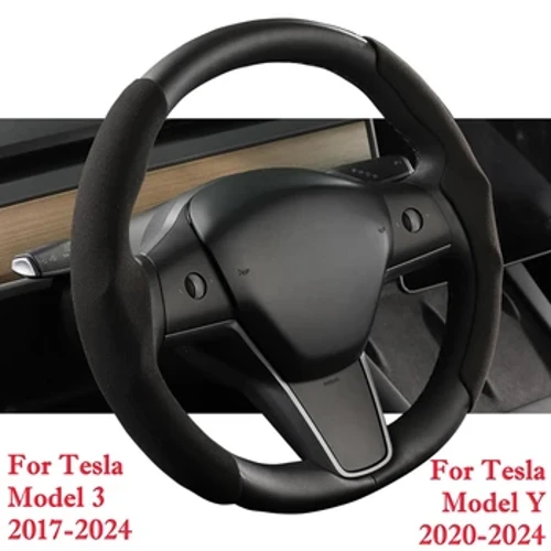 For Tesla Model Y Model 3 2024 2023 Semsket rattdeksel Dekorasjon Hjulomslagsbeskyttelse Interiør Auto Anti-Slip Grip