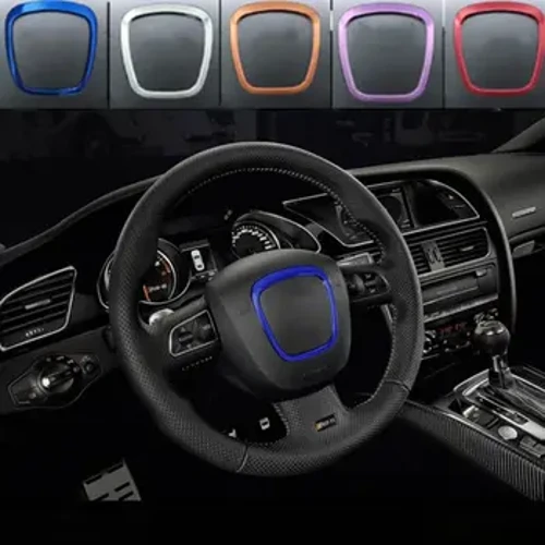 Stiker Roda Trim Trim Roda Kemudi Kanggo Logo Audi Center Covers Aksesoris Interior Dekoratif Ring