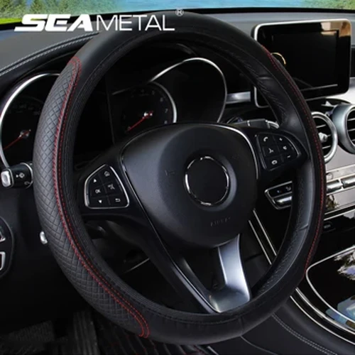 SEAMETAL 37-39CM cubierta del volante antideslizante transpirable cubierta del volante Universal de cuero de microfibra Protector del volante