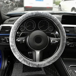 38CM Premium mīksts īsas kažokādas automašīnas stūres rata pārsegs Augsta blīvuma silts plīša stūres rata aizsargapvalks Auto aksesuāri