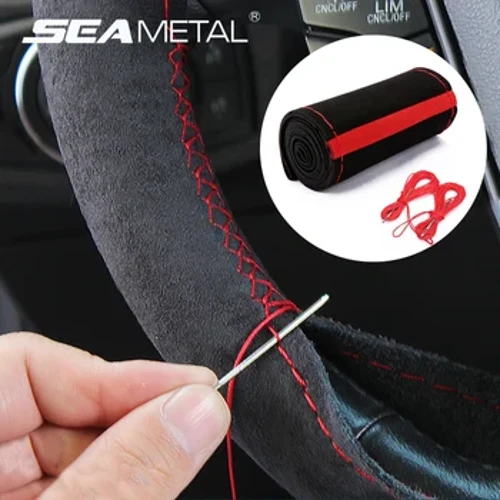 Bulu Penutup Roda Kemudi untuk Mobil Universal 38 Cm Dikepang Roda Kemudi Mobil Penutup Perlindungan Kulit Anti Slip Bagian Interior