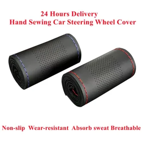 Roth Stiúrtha Gluaisteán Clúdach Braid Uilíoch 38cm Microfiber Snáthaidí Leathar Agus Snáithe Gluaisteán Gluaisteán Bog Frith-duillín Taobh istigh