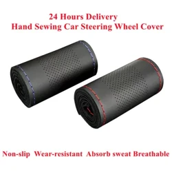 Pantakip ng Braid ng Steering Wheel ng Kotse Universal 38cm Microfiber Leather Needles At Thread Soft Anti-Slip Auto Interior Car Accessories