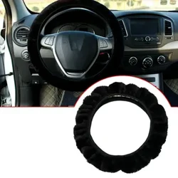 Universal Auto Schwaarz Warm Soft Fuzzy Plüsch Auto Lenkrad Cover fir Auto Auto SUV Interieur Accessoiren Auto Produkter