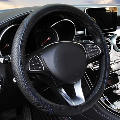 Modrý poťah na volant do auta módny kožený univerzálny poťah na volant do auta protišmykové príslušenstvo do auta bez vnútorného krúžku