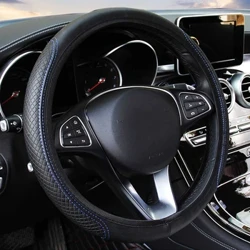 Clúdach Roth Stiúrtha Gluaisteán Gorm Faisean Leathar Roth Stiúrtha Gluaisteán Uilíoch Clúdach Car Accessories Frith-skid Gan Fáinne Istigh