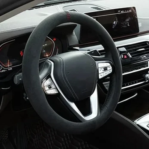Universāls automašīnas stūres pārsegs no govs ādas zamšādas stūres pārsega 37-38 cm elpojoši stūres pārsegi automašīnu piederumi