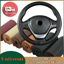 Capa para volante de carro, trança no volante com agulhas e linha, couro artificial, diâmetro 38cm, acessórios para automóveis