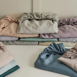 Solid Tencel Lyocell Lakan och Fit Lakan Enkelt Silke Texture Silke Smooth Ice Silk