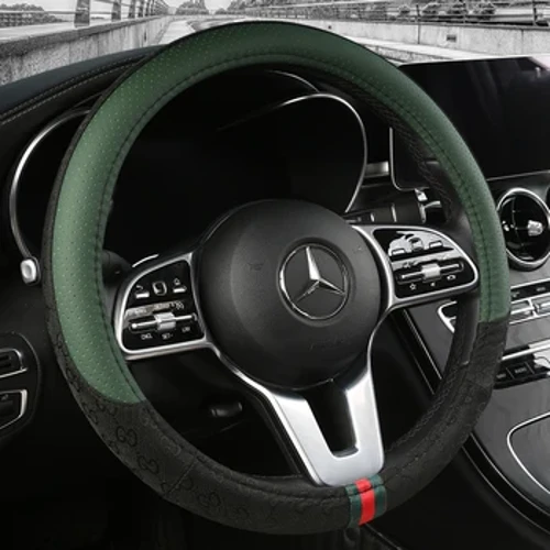 Capa de volante em couro e linho
