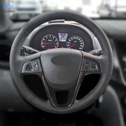 Skirtas Hyundai Solaris Verna 2010-2016 i20 2009-2015 Accent 2012-2017 Hand Braid automobilio vairo odinis apsauginis dangtelis juodas