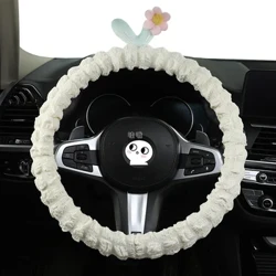 1pc Lovely  Flower Car Steering Wheel Cover Puff Fabric  Comfortable and Delicate Texture
