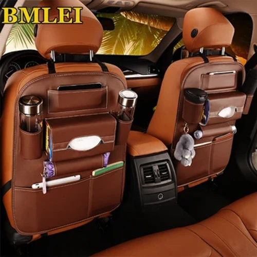 2024 Mobil Kursi Belakang Penyimpanan Organizer Tas Universal PU Kulit Multifungsi Kotak Penyimpanan Sambil Nyimpen Tidying Saku Auto Styling
