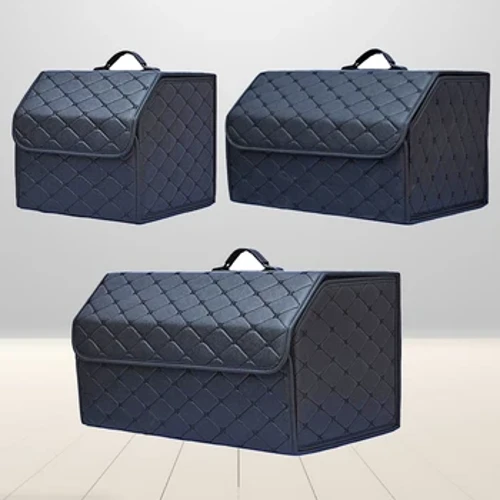 Scatola portaoggetti per bagagliaio per auto, borsa portaoggetti per strumenti multiuso per auto di grande capacità, per riporre e riordinare, pieghevole in pelle, per scatola di immagazzinaggio di emergenza