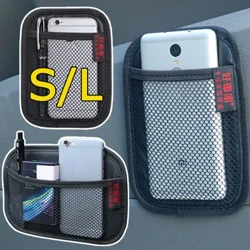 Small Car Net Pocket Läder Oxford Fabric Mesh Bag -telefoner Mynt Keys förvaring Net Bag bil Interiör Organiser Stowning Tiding