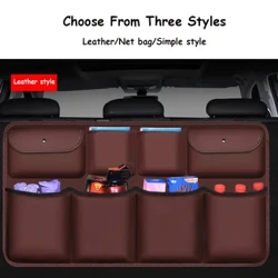 PU Lieder Auto Rear Seat Réck Späicherbeutel Héich Qualitéit Auto Trunk Organizer Auto Stowing Botzen Interieur Accessoiren Universal