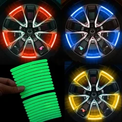 Autocolant reflectorizant pentru butuc de roată universal, 20 de bucăți, bandă cu dungi luminoase curcubeu, decalcomanii pentru mașină, siguranță pentru conducerea de noapte, accesorii pentru motociclete
