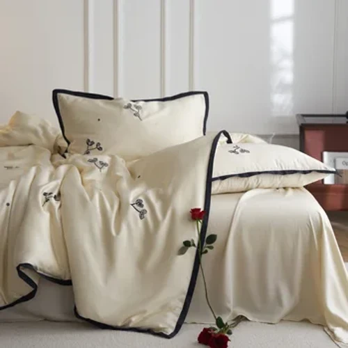 Class a 100 Lanjing Tencel Four-Piece Set Summer Ice Silk Bed Sheets Quilt Cover