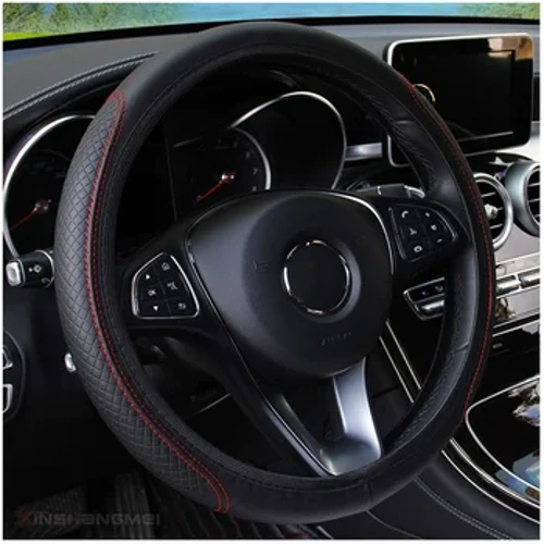 37/38cm Automobile Universal Steering Wheel Cover Non-slip Car Steering Wheel Cover Non-slip Embossed PU Leather Cars Accessory