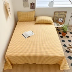 Conjunto de lençóis xadrez classe A de algodão macio ideal para dormitório estudantil em cor sólida para cama de solteiro