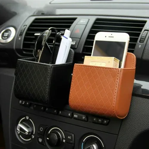 Bag Storio Car Aer Awyrell Dangosfwrdd Daclus Crog PU Lledr Trefnydd Blwch Sbectol Ffôn Deiliad Blwch Storio Affeithwyr Car