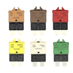 Circuit Breaker Blade Manual Reset Fuse Adapter I-reset ang Fuse Auto Accessories Para sa Car Truck Boat Marine 5A 7.5A 10A 20A 25A 30A