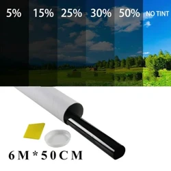 1 Cuộn 50Cm X 6M 1/5/15/25/35 Phần Trăm VLT Phim Tint Cửa Sổ Miếng Dán Kính Chống Nắng Cho Ô Tô Tấm Bảo Vệ Tia UV Lá Miếng Dán Phim