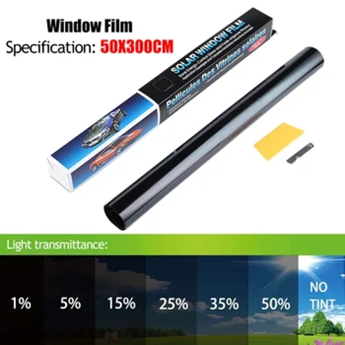 1Roll 50x3m Black Car Window Tint Film Sticker na Salamin VLT 1%-50% Sun Shade Window Tinting Solar UV Protection Foils Sticker Films