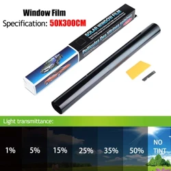 1Roll 50x3m Black Car Window Tint Film Sticker na Salamin VLT 1%-50% Sun Shade Window Tinting Solar UV Protection Foils Sticker Films