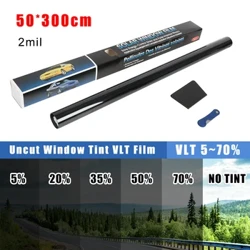 VLT 5-15-25-35-50% Màu Đen Cửa Sổ Ô Tô Lá Tinting Phim Tự Dán 50*300CM Xe Ô Tô Nhà Cửa Sổ kính Năng Lượng Mặt Trời Tia UV Bảo Vệ Miếng Dán