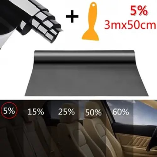 5% VLT Cửa Sổ Ô Tô Tint Chuyên Nghiệp Khói Đen Phim Uncut Tấm Che Nắng Phim Tự Động Miếng Dán Kính Cường Lực 300x50cm 100x50cm