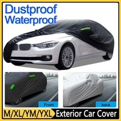 Capa externa completa para carro, preta, proteção contra o sol, com tiras reflexivas, à prova d'água, anti uv, à prova de poeira, para hatchback, sedan, suv