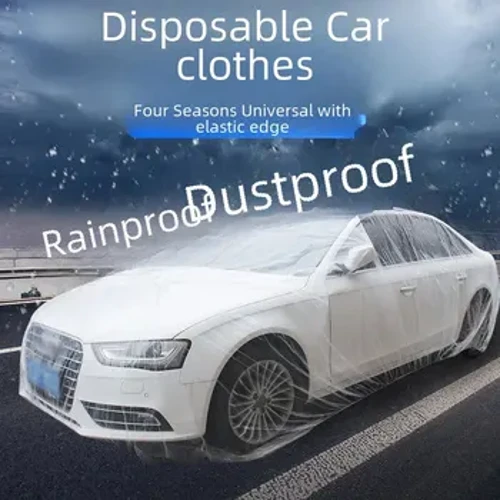Bâche de voiture jetable pare-soleil imperméable à l'eau pluie en plastique Transparent universel Simple peinture en aérosol housse de protection