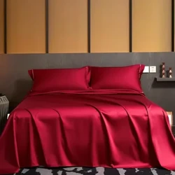 Summer Luxury Satin Silk-like Silk Sheet Set (Igoa Mafolafola + Fa'apipi'i Iefu + Ipu aluga) Ufiufi Fa'amoe Lanu Malosi Lua Tupu Tama'ita'i.