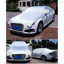 210T Waasserdicht Auto Hallef Top Cover fir Sedan Wagon Hatchback Sonn Reen Wanter Schnéi Stëbs Outdoor Protector Auto Dach Motor Cover