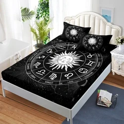 Sun Moon Madrass Protector Sängkläder Elastiskt underlakan För pojke Flicka Barn Sängöverdrag Twin Full Enkel Dubbel Säng Lakan Star