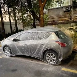 Bilkläder Transparent engångsöverdrag Dammtät Regntätt Transparent Lack Dammtät plast PE-film Regntätt bilskydd